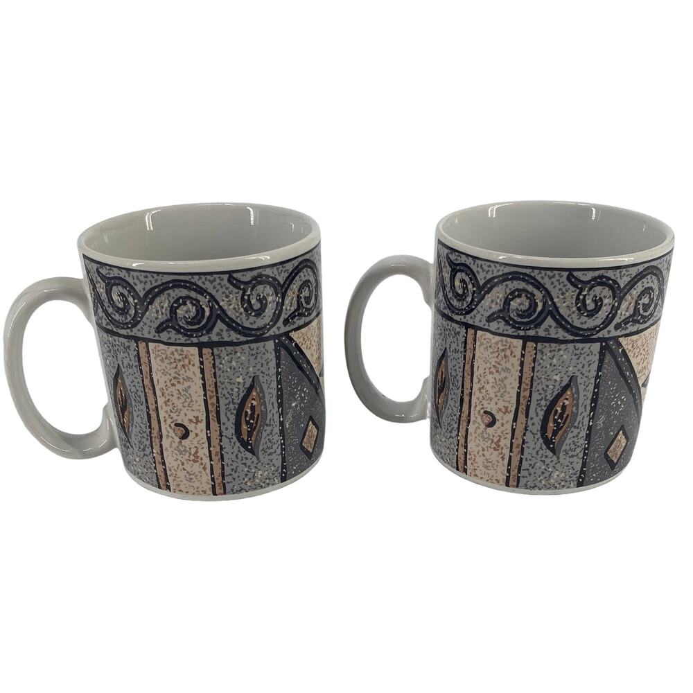 Vintage Lot of 2 Furio Home Coffee Tea Mug Madrid h119/42S made in Indonesia